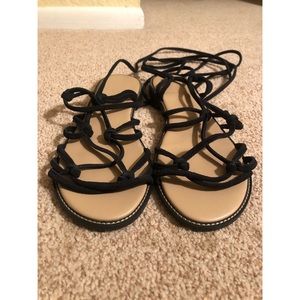 TopShop black suede lace up gladiators,